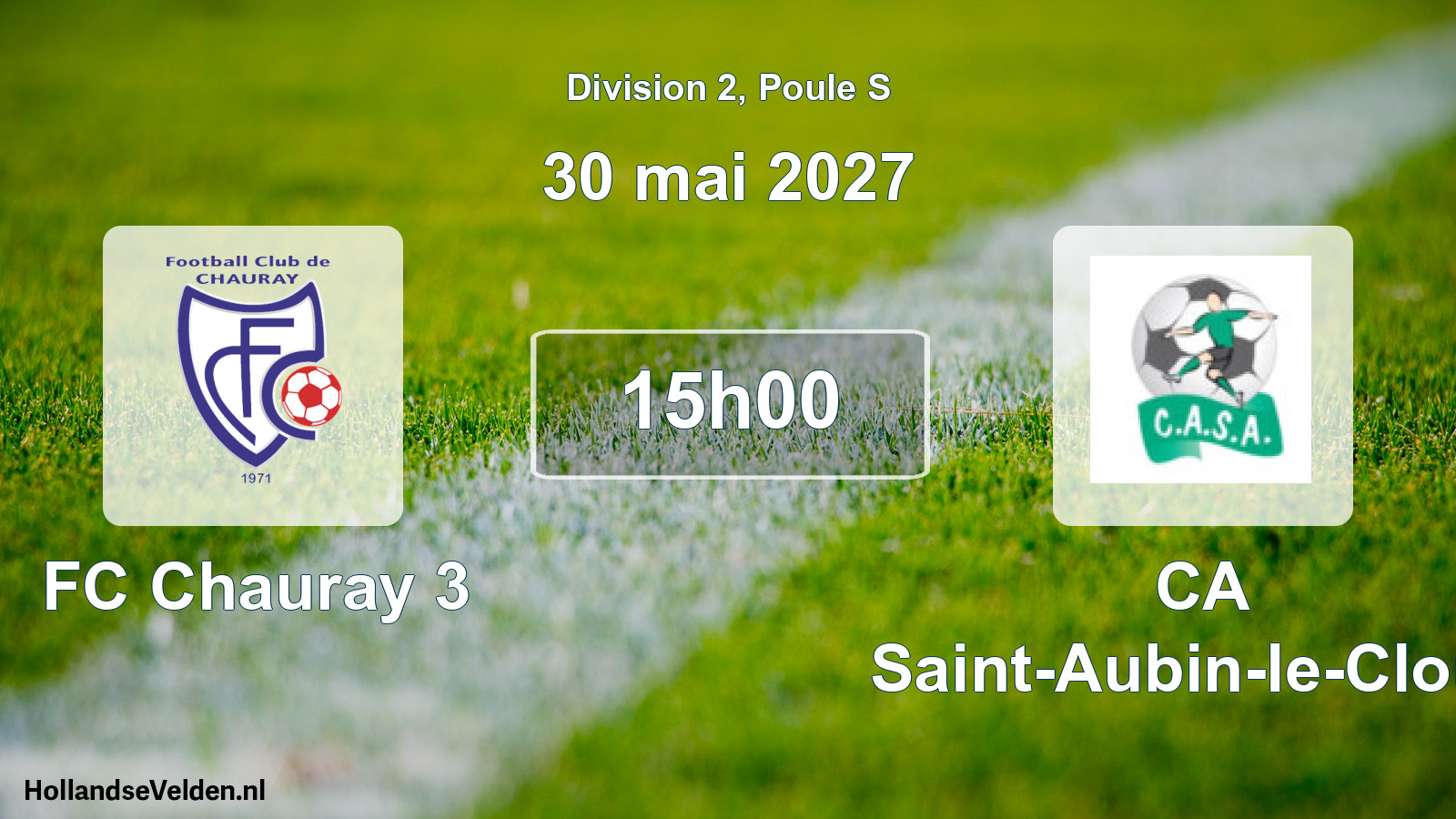 Match programmé: FC Chauray 3 - CA Saint-Aubin-le-Cloud (30 mai 2027)