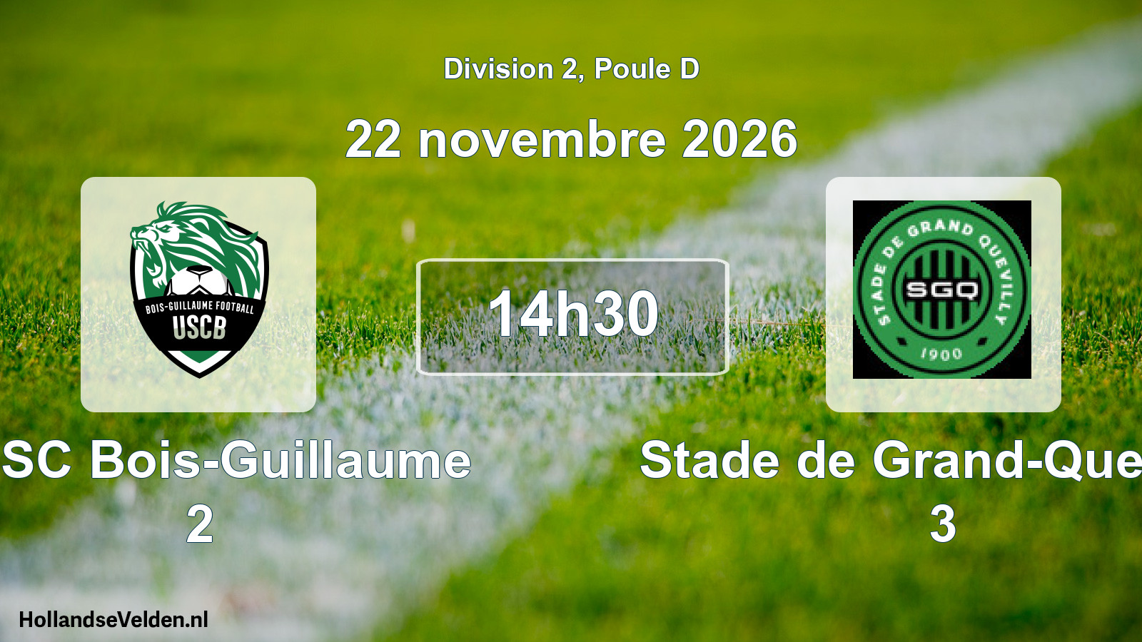 Geplande wedstrijd: FUSC Bois-Guillaume 2 - Stade de Grand-Quevilly 3 (22 november 2026)