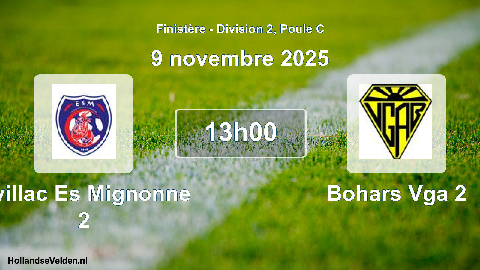 Geplande wedstrijd: Irvillac Es Mignonne 2 - Bohars Vga 2 (9 novembre 2025)