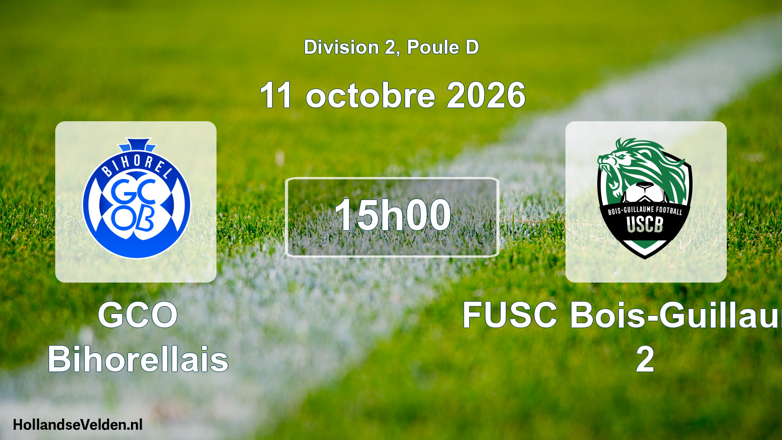 Geplande wedstrijd: GCO Bihorellais - FUSC Bois-Guillaume 2 (11 oktober 2026)