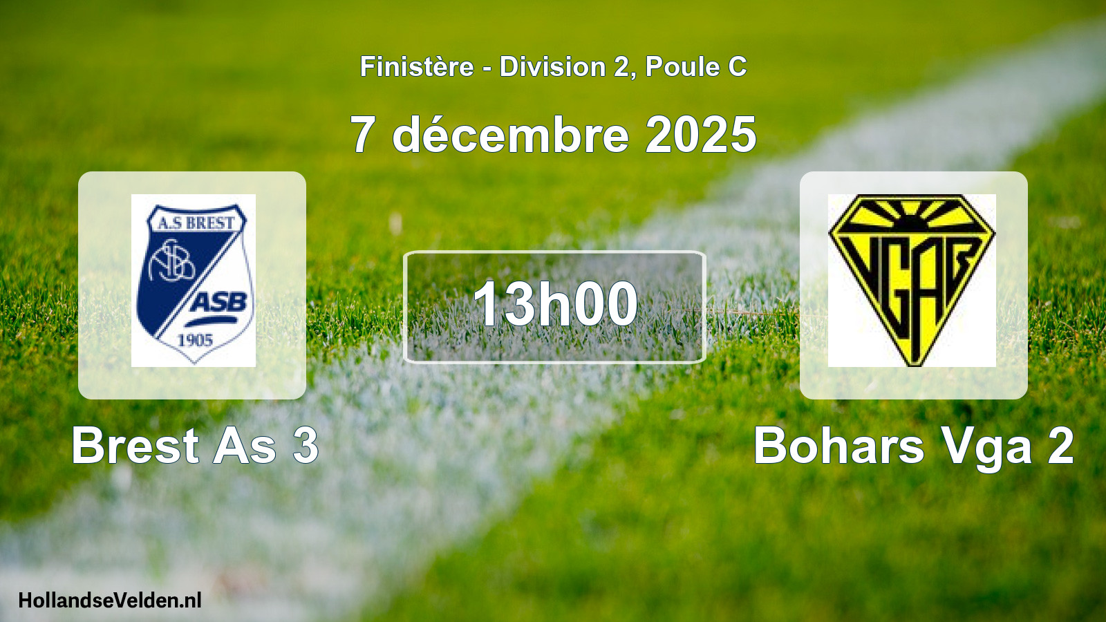 Geplande wedstrijd: Brest As 3 - Bohars Vga 2 (7 december 2025)