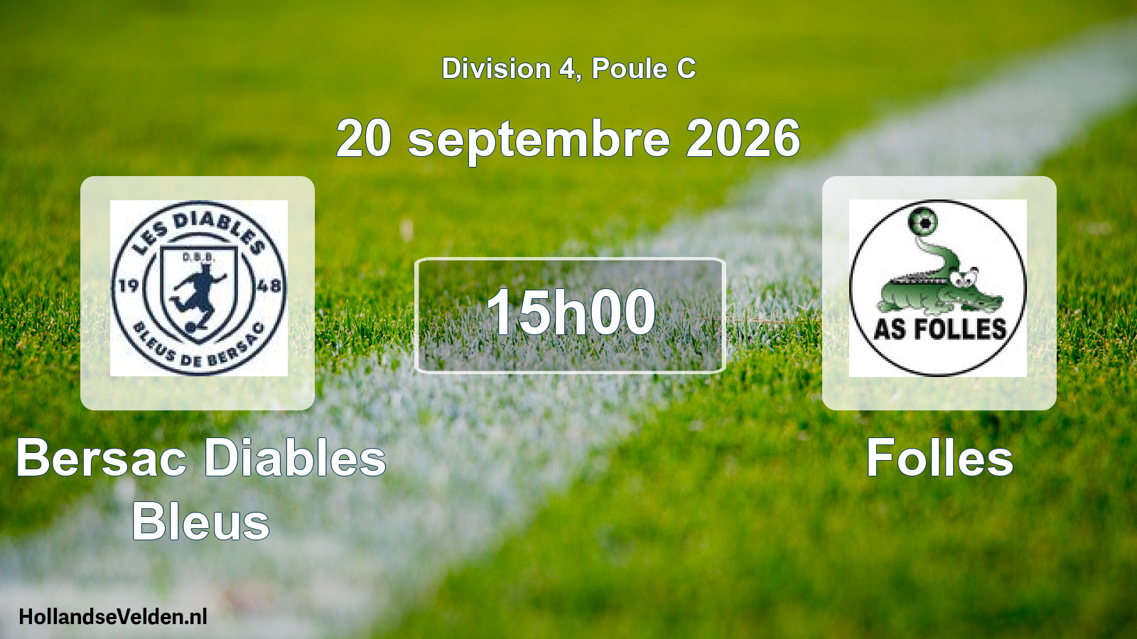 Scheduled Match: Bersac Diables Bleus - Folles (20 September 2026)