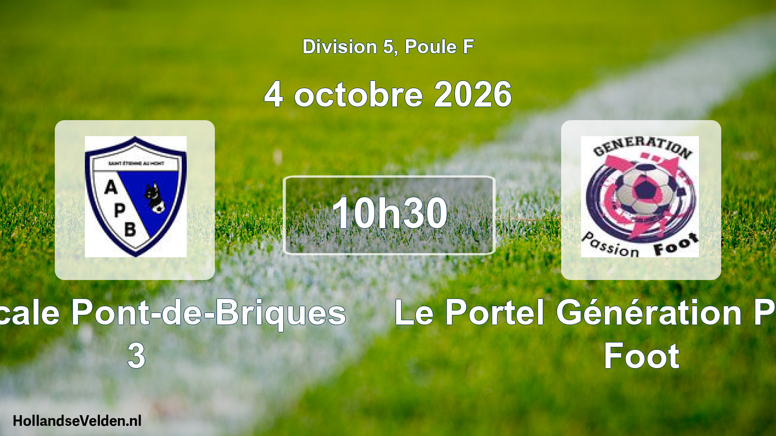 Scheduled Match: Amicale Pont-de-Briques 3 - Le Portel Génération Passion Foot (4 October 2026)