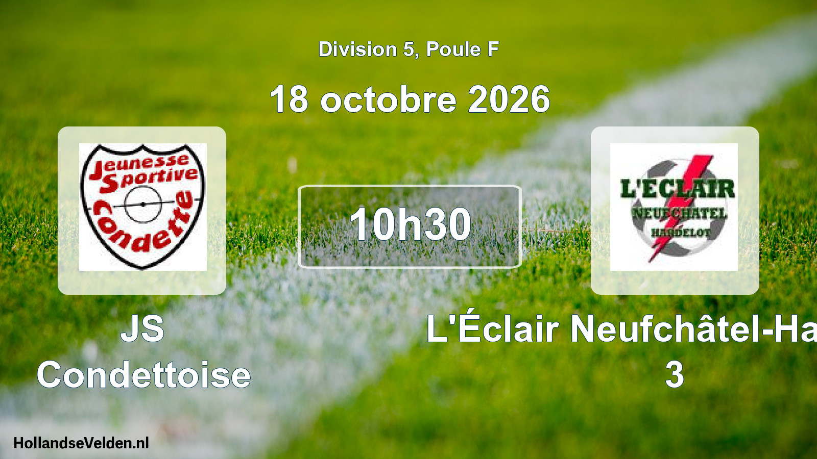 Geplande wedstrijd: JS Condettoise - L'Éclair Neufchâtel-Hardelot 3 (18 oktober 2026)