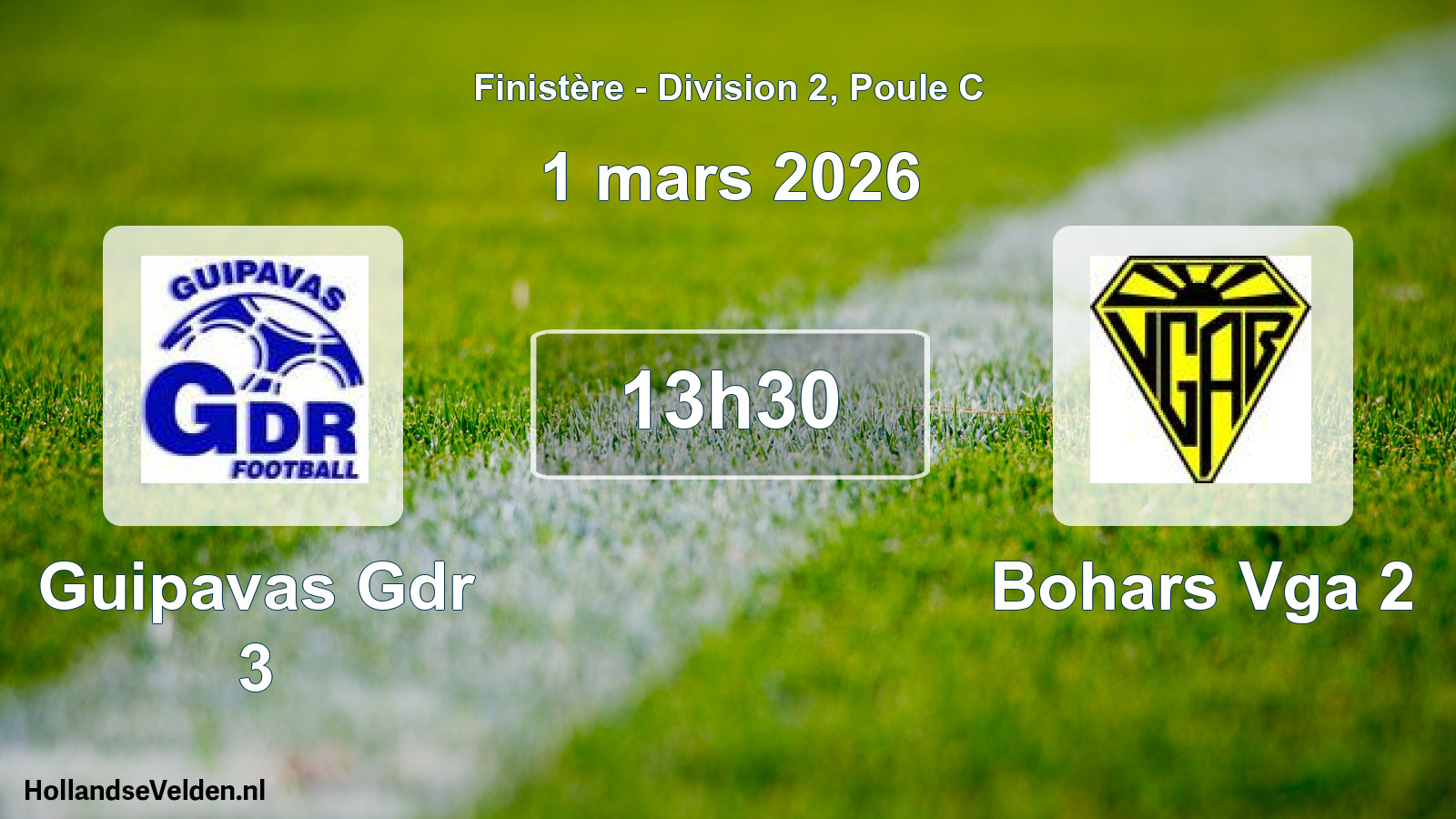 Geplande wedstrijd: Guipavas Gdr 3 - Bohars Vga 2 (1 mars 2026)