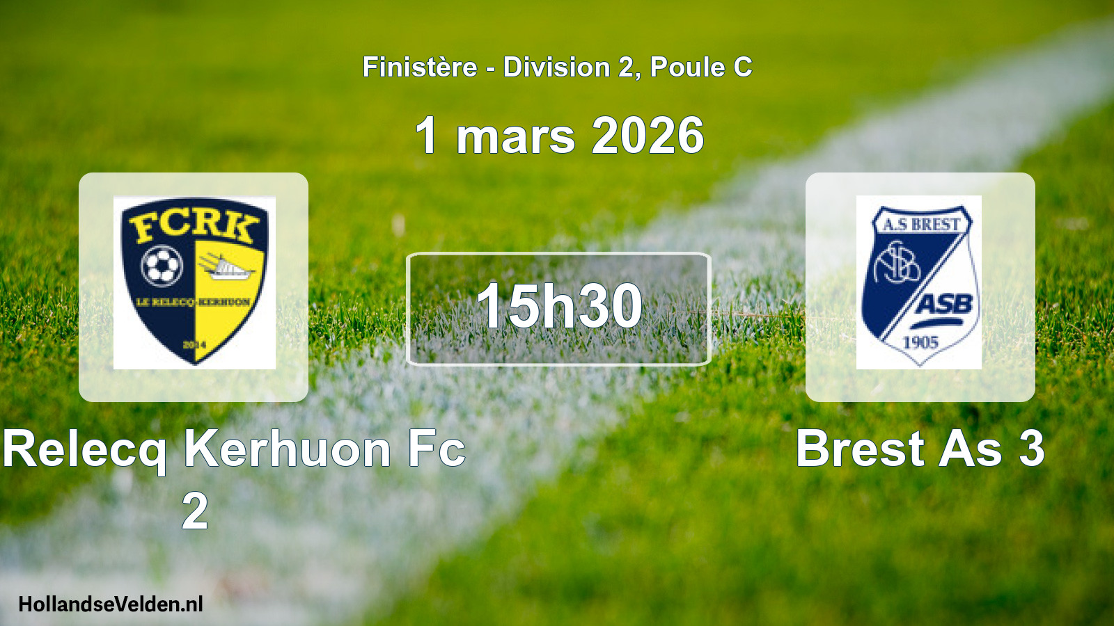 Scheduled Match: Le Relecq Kerhuon Fc 2 - Brest As 3 (1 March 2026)