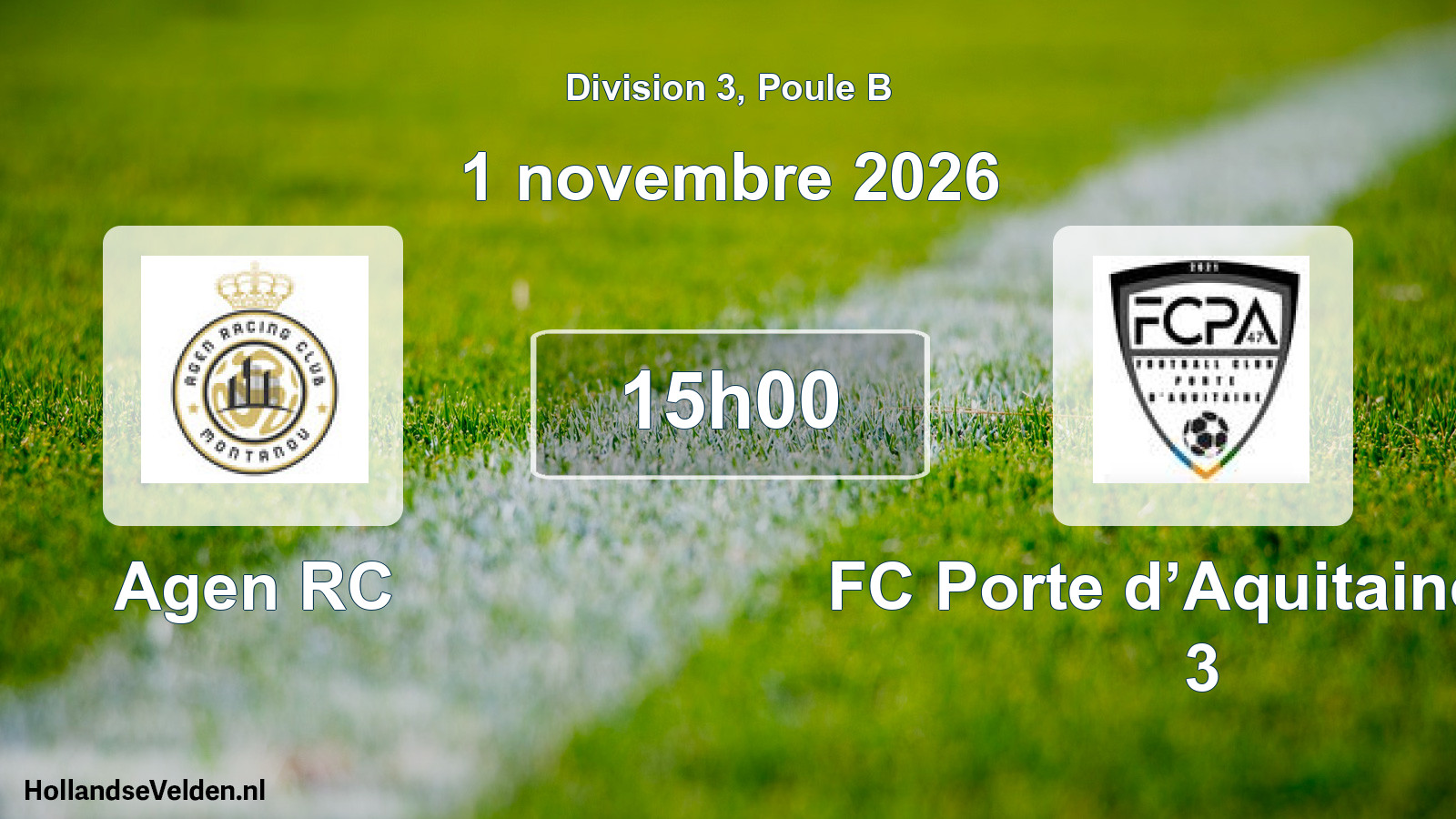 Scheduled Match: Agen RC - FC Porte d’Aquitaine 47 3 (1 November 2026)