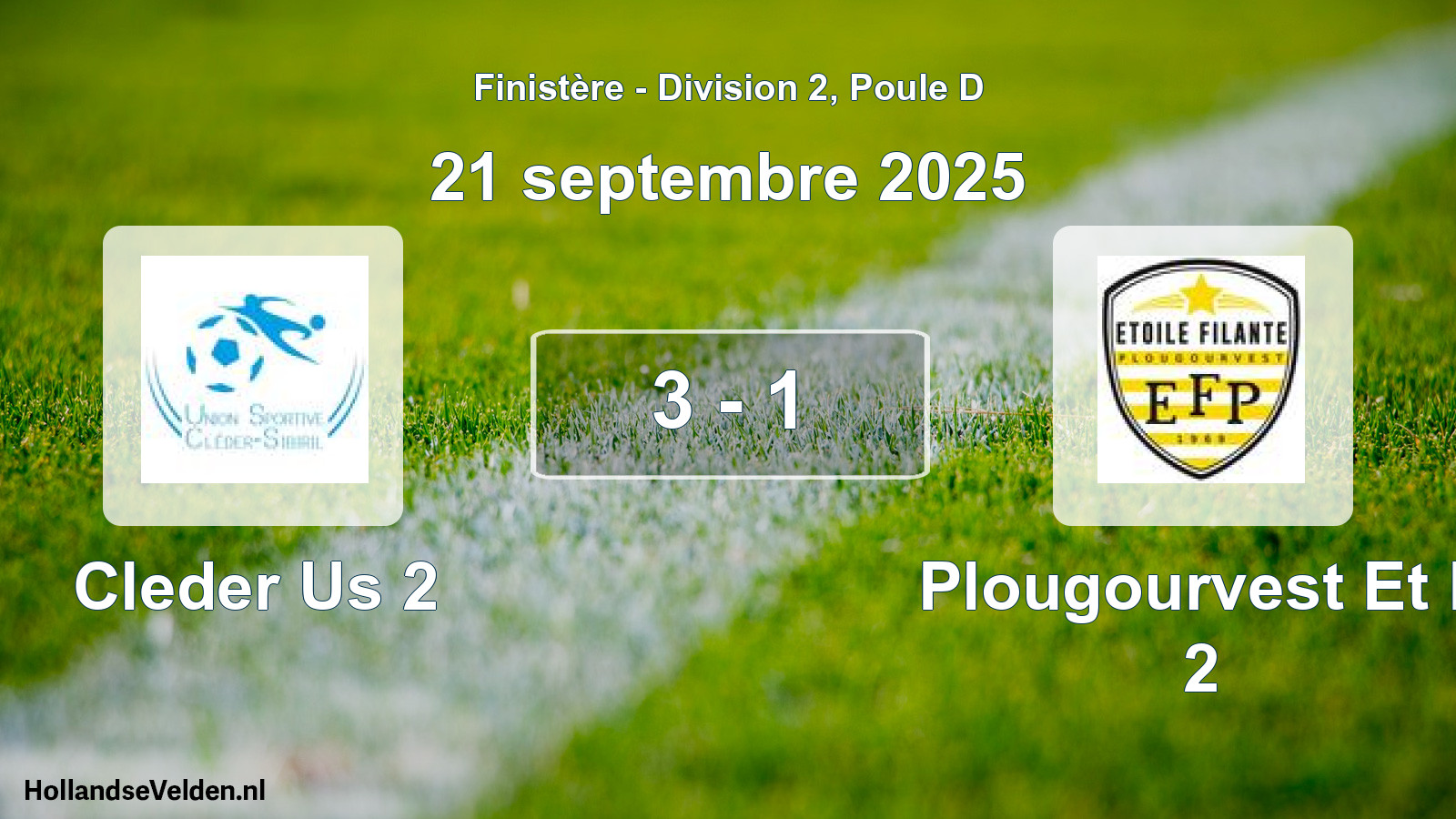 Gespeelde wedstrijd: Cleder Us 2 - Plougourvest Et F 2 3 - 1 (21 septembre 2025)
