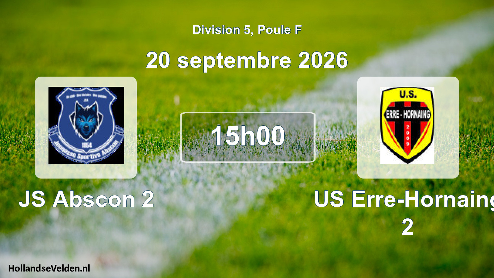 Match programmé: JS Abscon 2 - US Erre-Hornaing 2 (20 septembre 2026)
