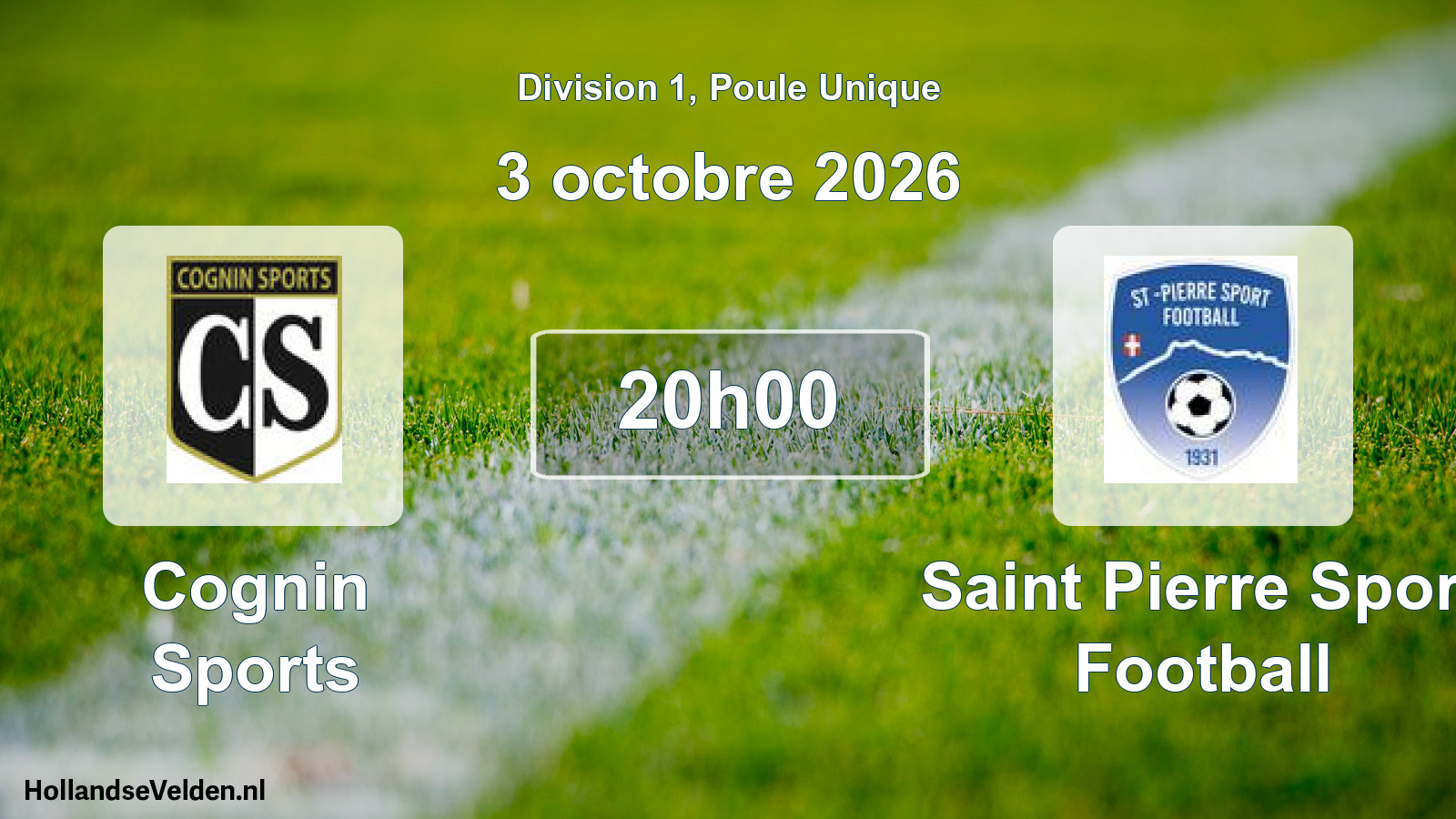 Scheduled Match: Cognin Sports - Saint Pierre Sport Football (3 October 2026)
