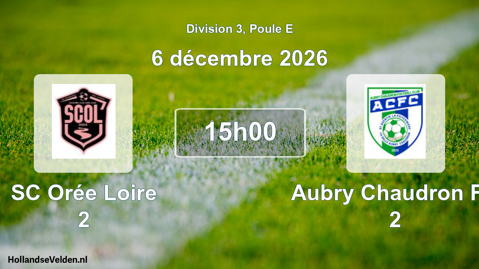 Match programmé: SC Orée Loire 2 - Aubry Chaudron FC 2 (6 décembre 2026)