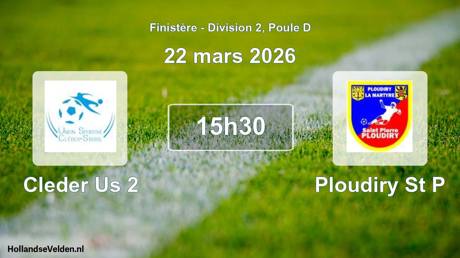 Geplande wedstrijd: Cleder Us 2 - Ploudiry St P (22 mars 2026)
