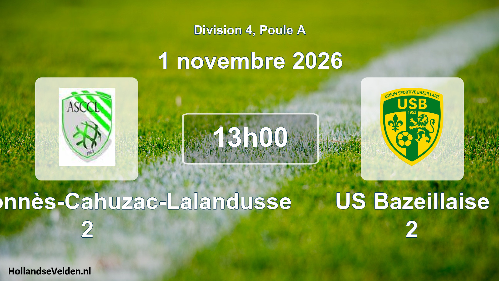 Match programmé: AS Castillonnès-Cahuzac-Lalandusse 2 - US Bazeillaise 2 (1 novembre 2026)