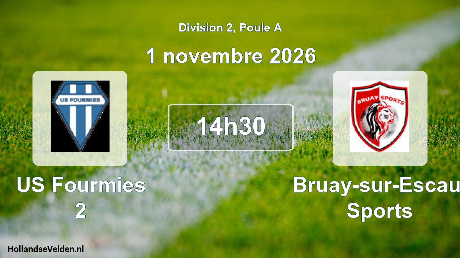 Match programmé: US Fourmies 2 - Bruay-sur-Escaut Sports (1 novembre 2026)