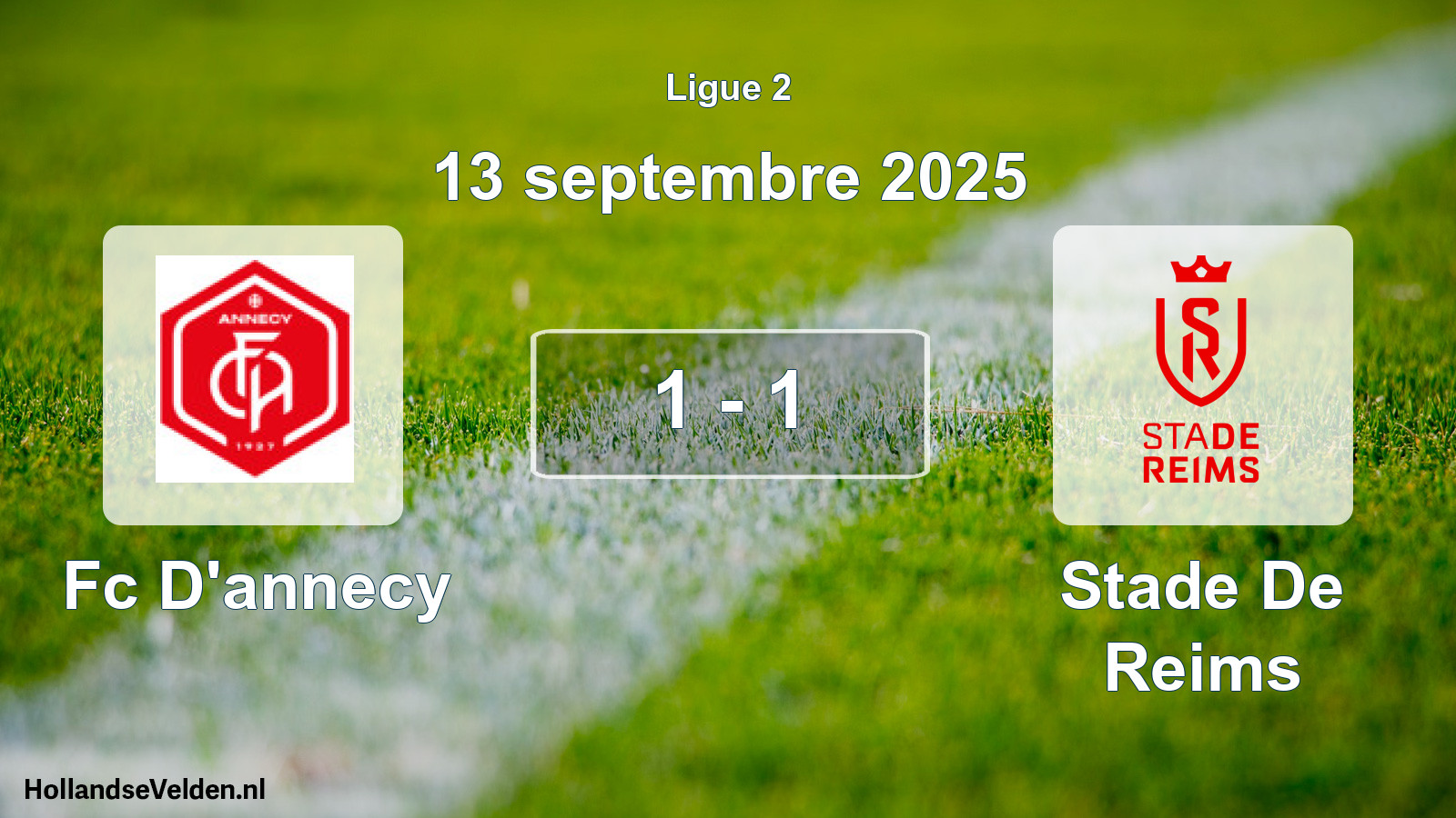 Gespeelde wedstrijd: Fc D'annecy - Stade De Reims 1 - 1 (13 september 2025)