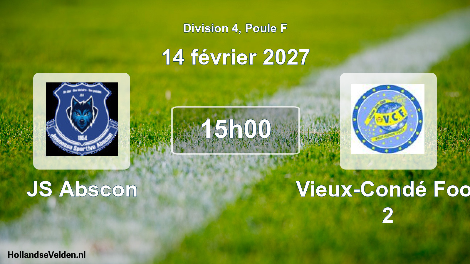 Match programmé: JS Abscon - Vieux-Condé Foot 2 (14 février 2027)