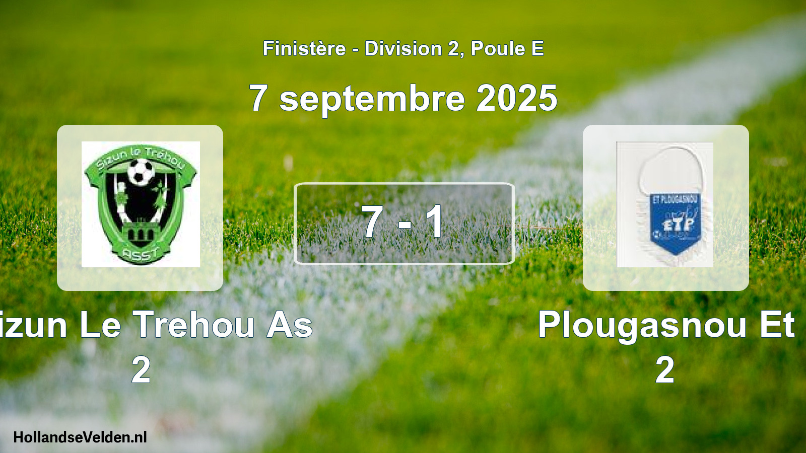 Gespeelde wedstrijd: Sizun Le Trehou As 2 - Plougasnou Et 2 7 - 1 (7 septembre 2025)
