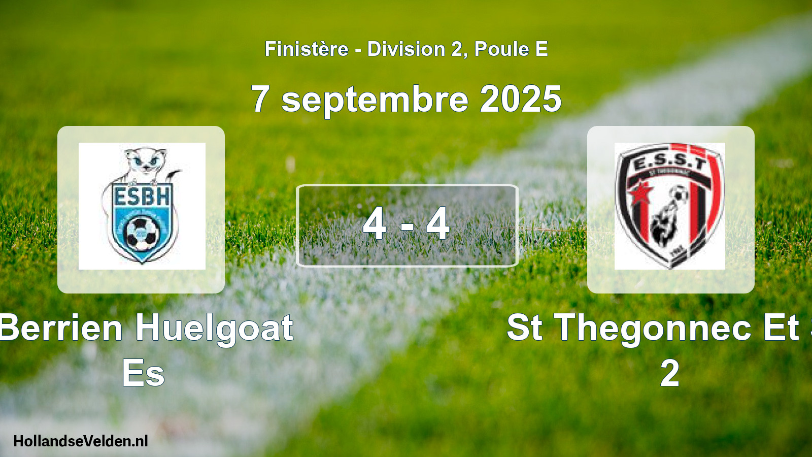 Total number of matches played: Berrien Huelgoat Es - St Thegonnec Et S 2 4 - 4 (7 September 2025)