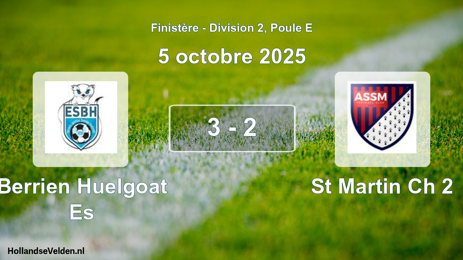 Gespeelde wedstrijd: Berrien Huelgoat Es - St Martin Ch 2 3 - 2 (5 oktober 2025)