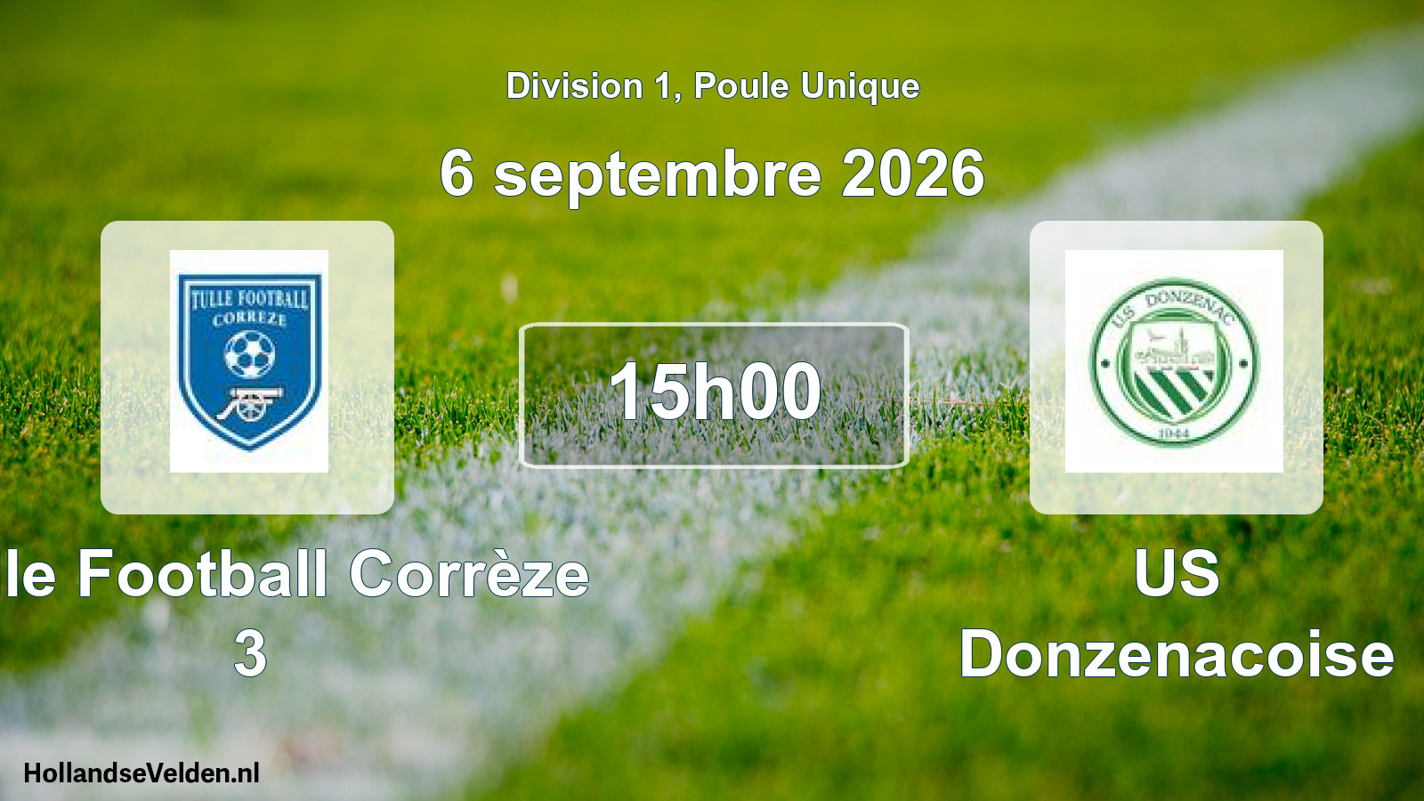 Match programmé: Tulle Football Corrèze 3 - US Donzenacoise (6 septembre 2026)