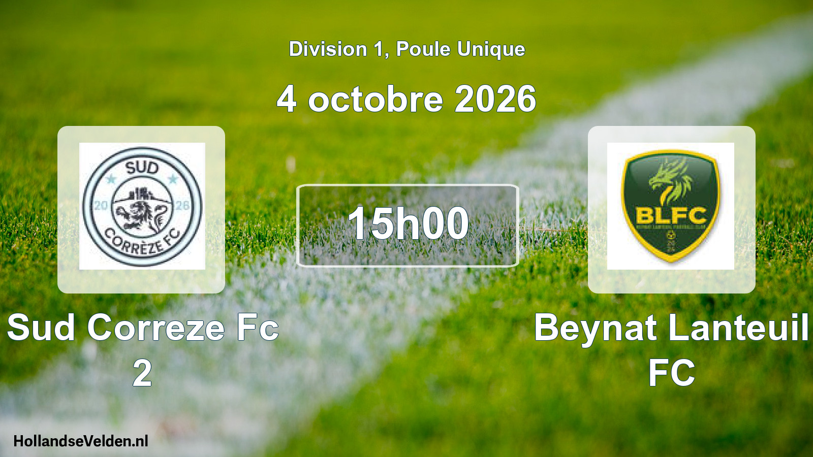 Scheduled Match: Sud Correze Fc 2 - Beynat Lanteuil FC (4 October 2026)