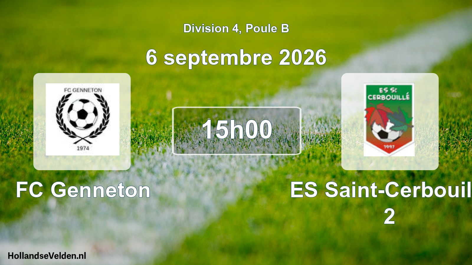 Geplande wedstrijd: FC Genneton - ES Saint-Cerbouillé 2 (27 september 2026)