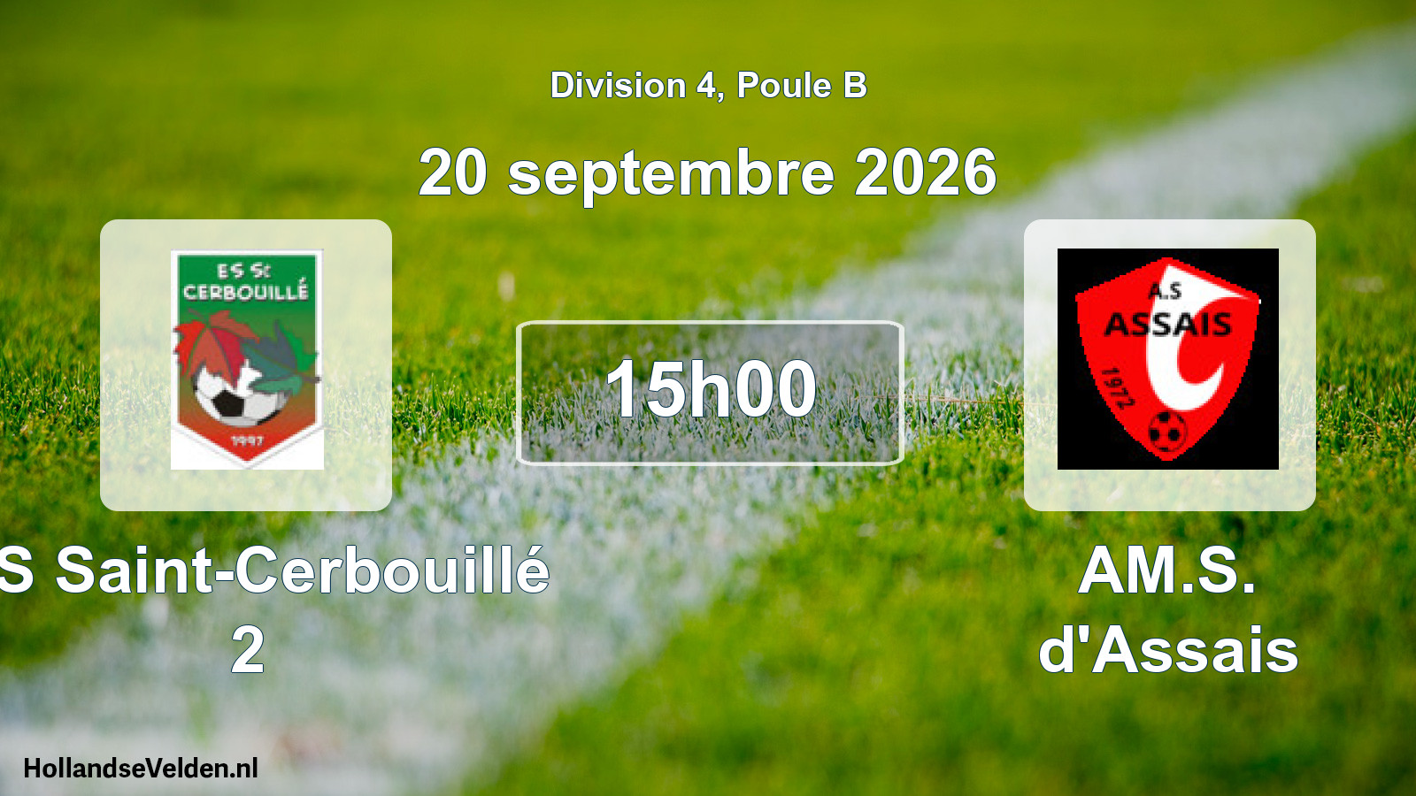 Match programmé: ES Saint-Cerbouillé 2 - AM.S. d'Assais (20 septembre 2026)