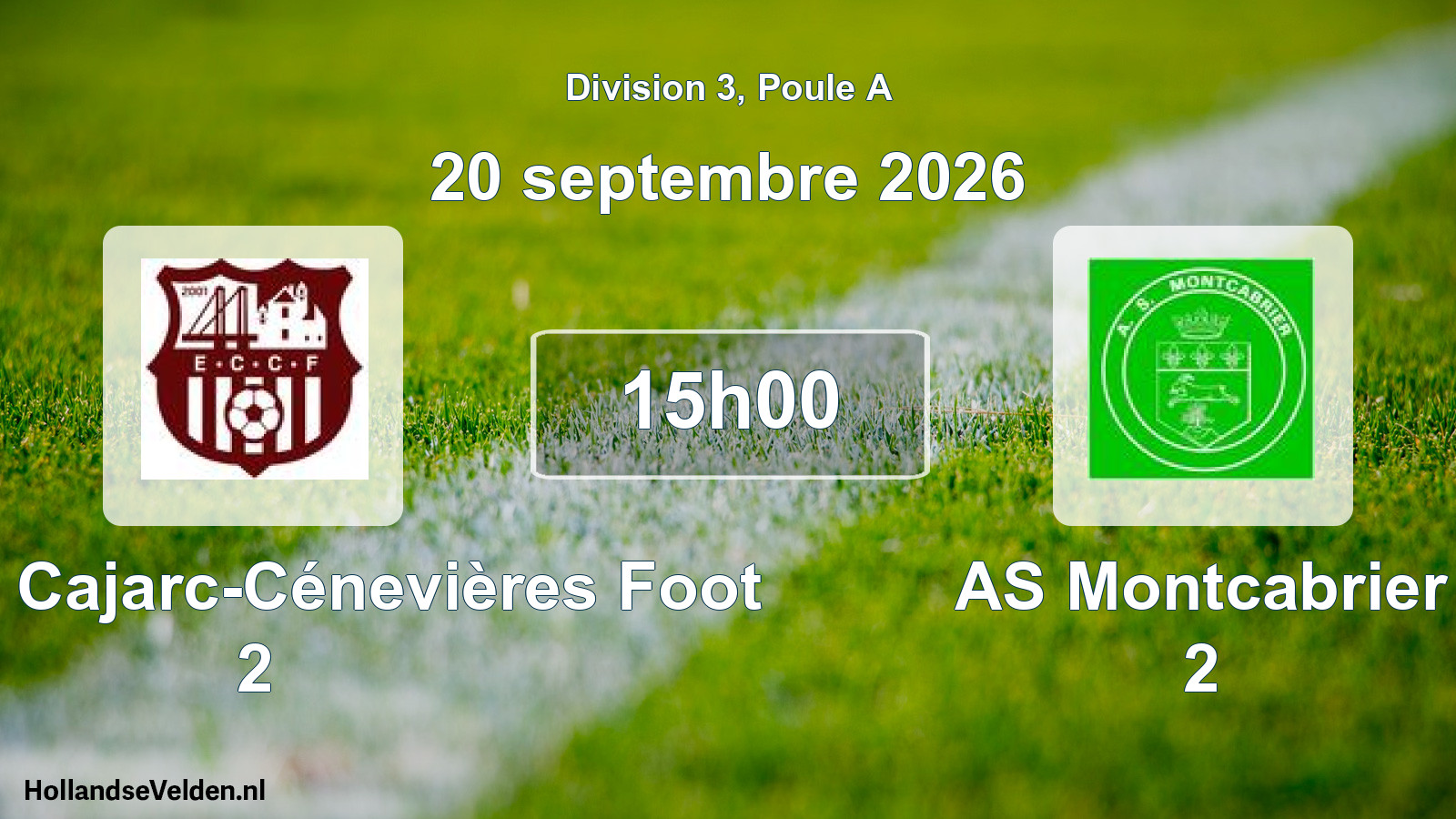 Scheduled Match: Entente Cajarc-Cénevières Foot 2 - AS Montcabrier 2 (20 September 2026)
