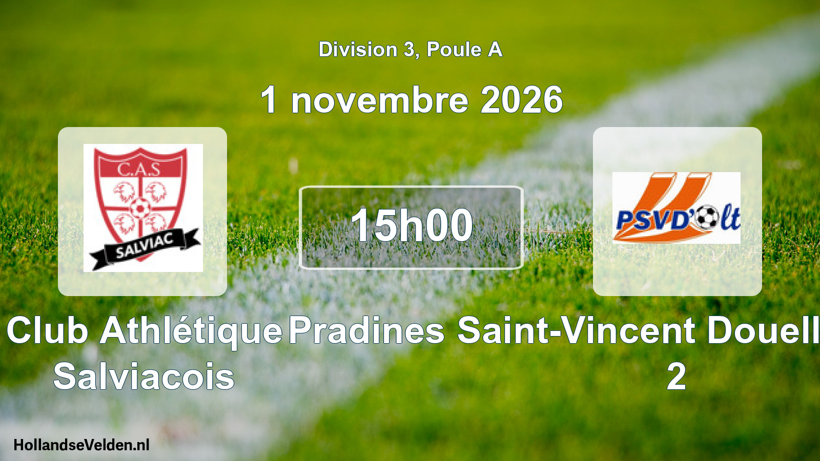 Match programmé: Club Athlétique Salviacois - Pradines Saint-Vincent Douelle Mercuès Olt 2 (1 novembre 2026)