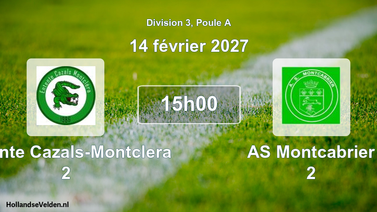Match programmé: Entente Cazals-Montclera 2 - AS Montcabrier 2 (14 février 2027)