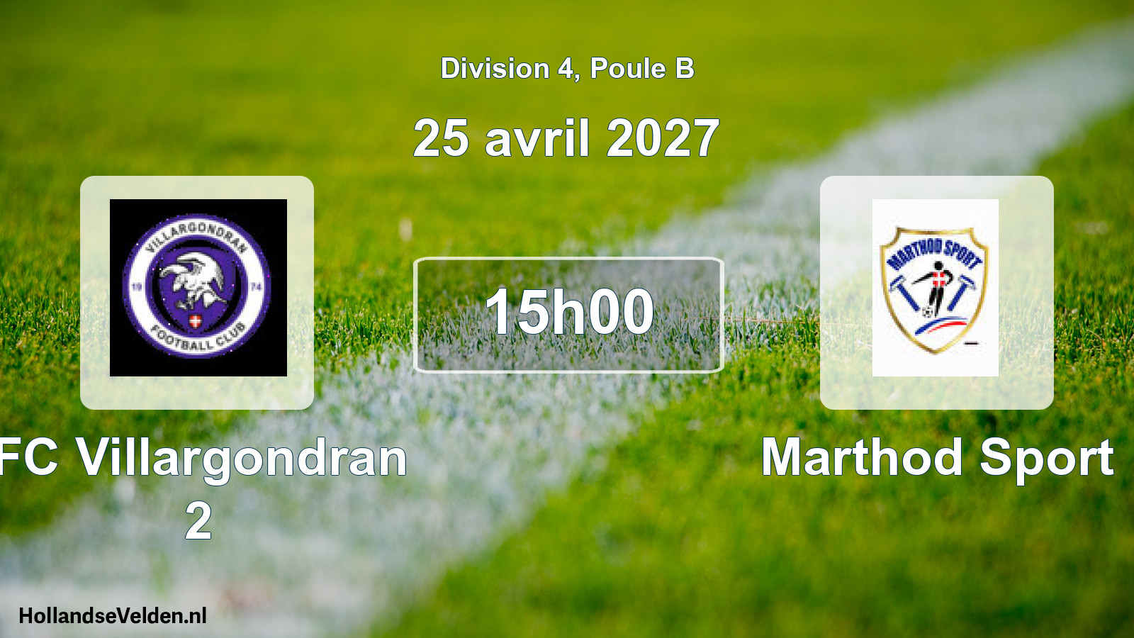 Scheduled Match: FC Villargondran 2 - Marthod Sport (25 April 2027)