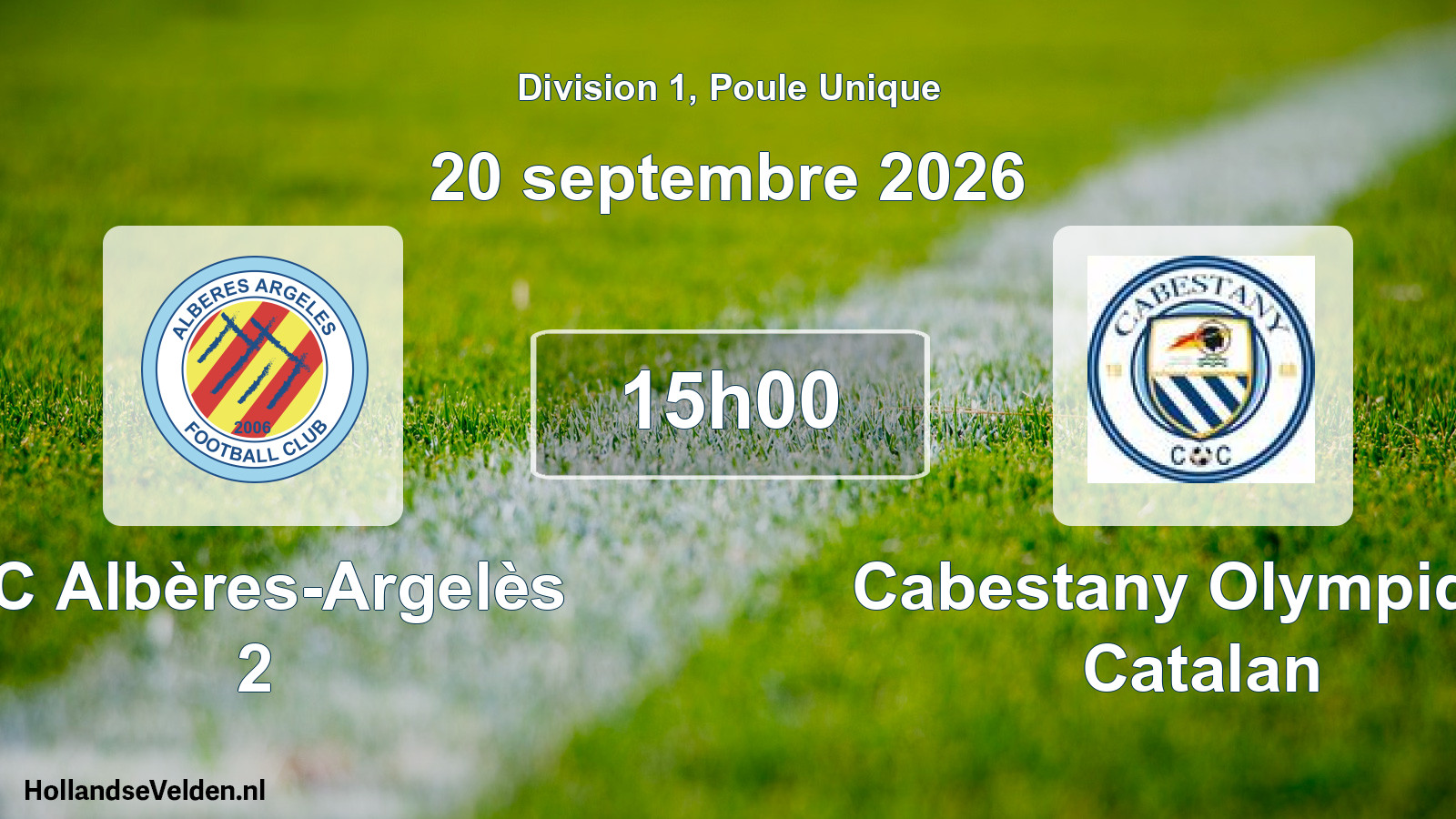 Scheduled Match: FC Albères-Argelès 2 - Cabestany Olympique Catalan (20 September 2026)