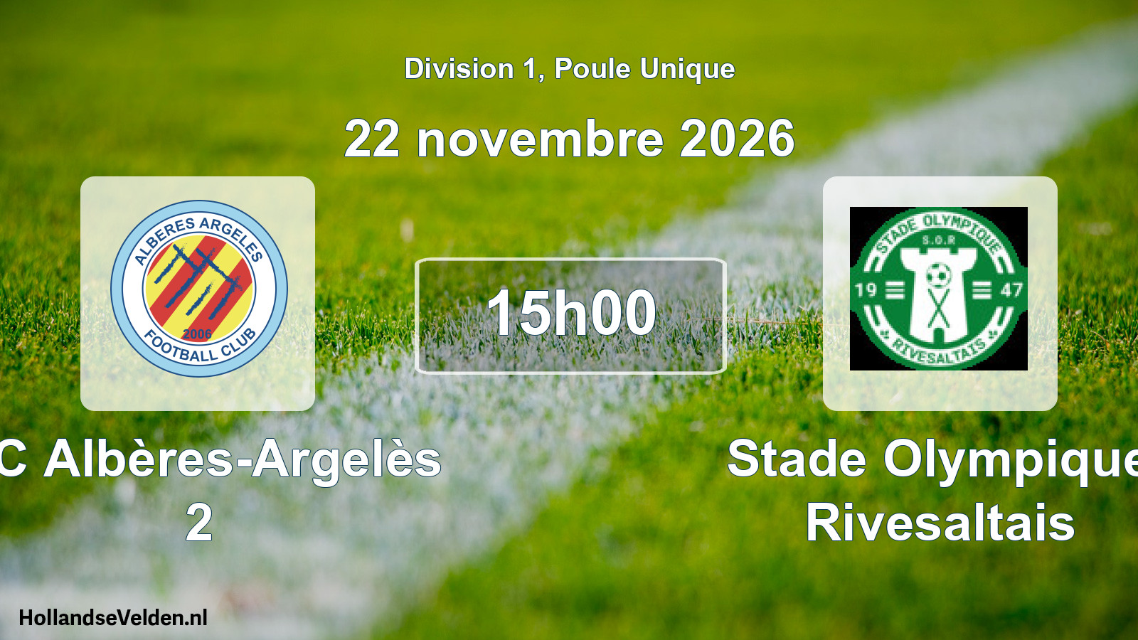 Scheduled Match: FC Albères-Argelès 2 - Stade Olympique Rivesaltais (22 November 2026)