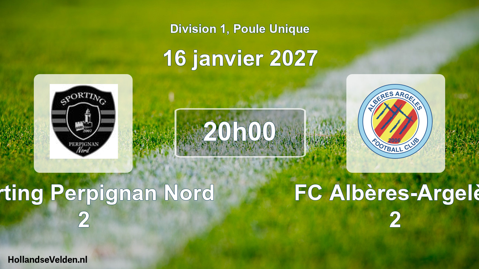 Scheduled Match: Sporting Perpignan Nord 2 - FC Albères-Argelès 2 (16 January 2027)