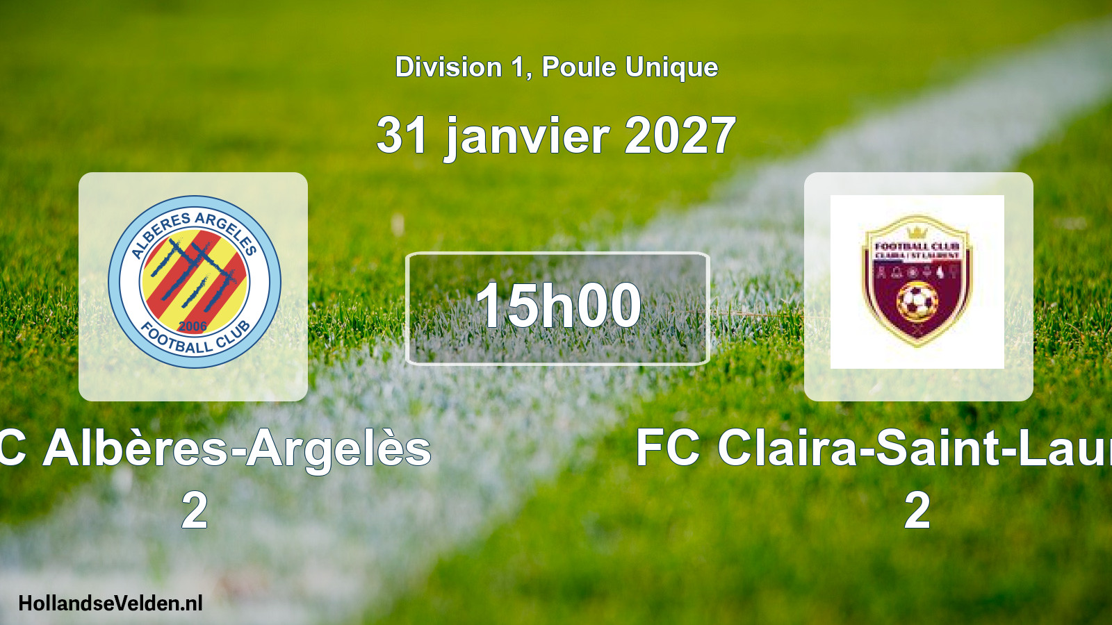 Scheduled Match: FC Albères-Argelès 2 - FC Claira-Saint-Laurent 2 (31 January 2027)