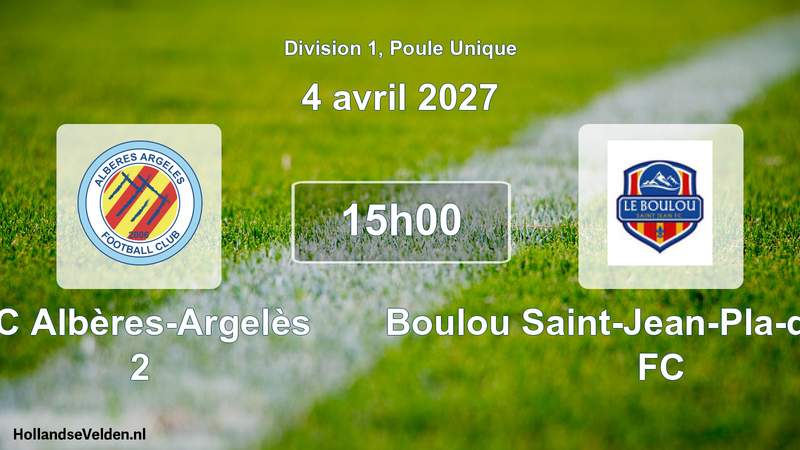 Scheduled Match: FC Albères-Argelès 2 - Boulou Saint-Jean-Pla-de-Corts FC (4 April 2027)