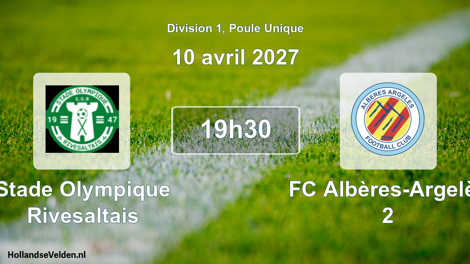 Match programmé: Stade Olympique Rivesaltais - FC Albères-Argelès 2 (10 avril 2027)