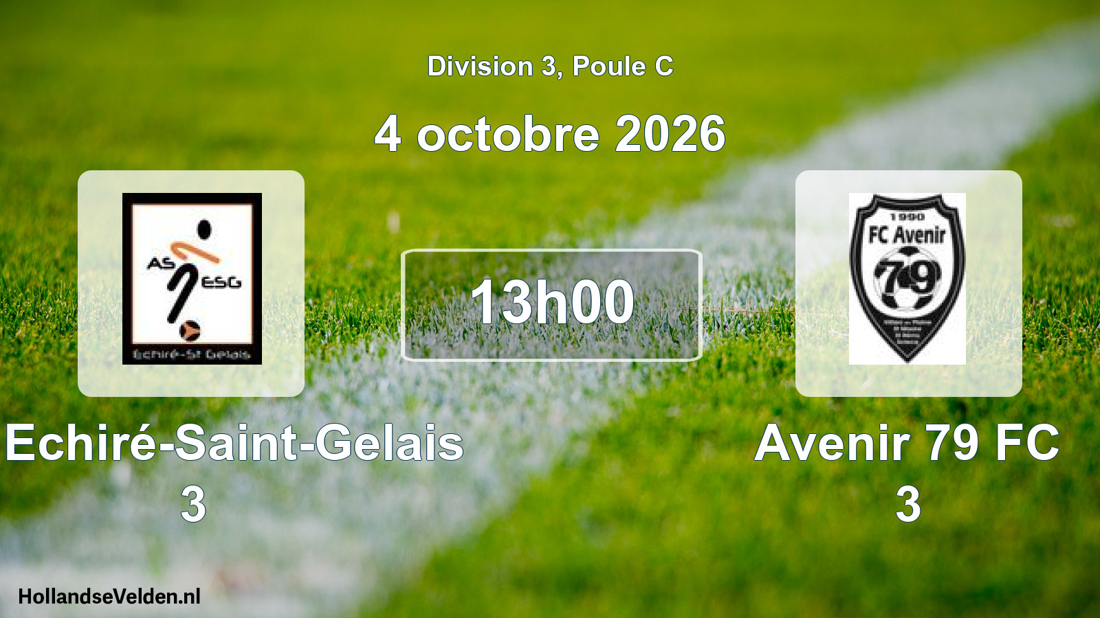 Scheduled Match: AS Echiré-Saint-Gelais 3 - Avenir 79 FC 3 (4 October 2026)