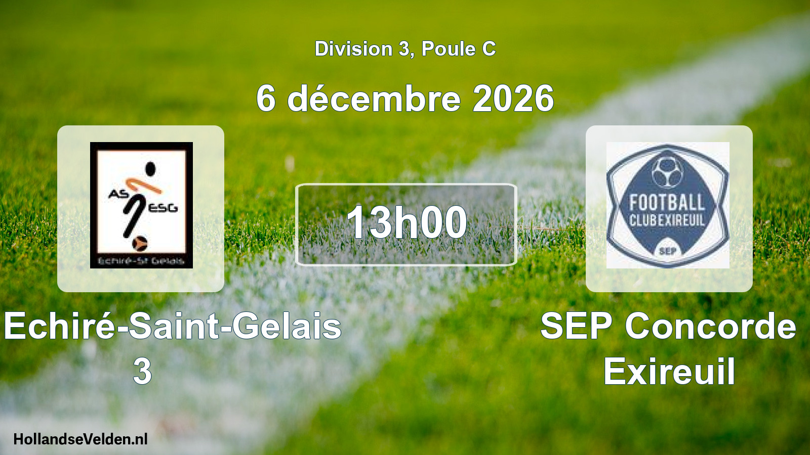 Scheduled Match: AS Echiré-Saint-Gelais 3 - SEP Concorde Exireuil (6 December 2026)