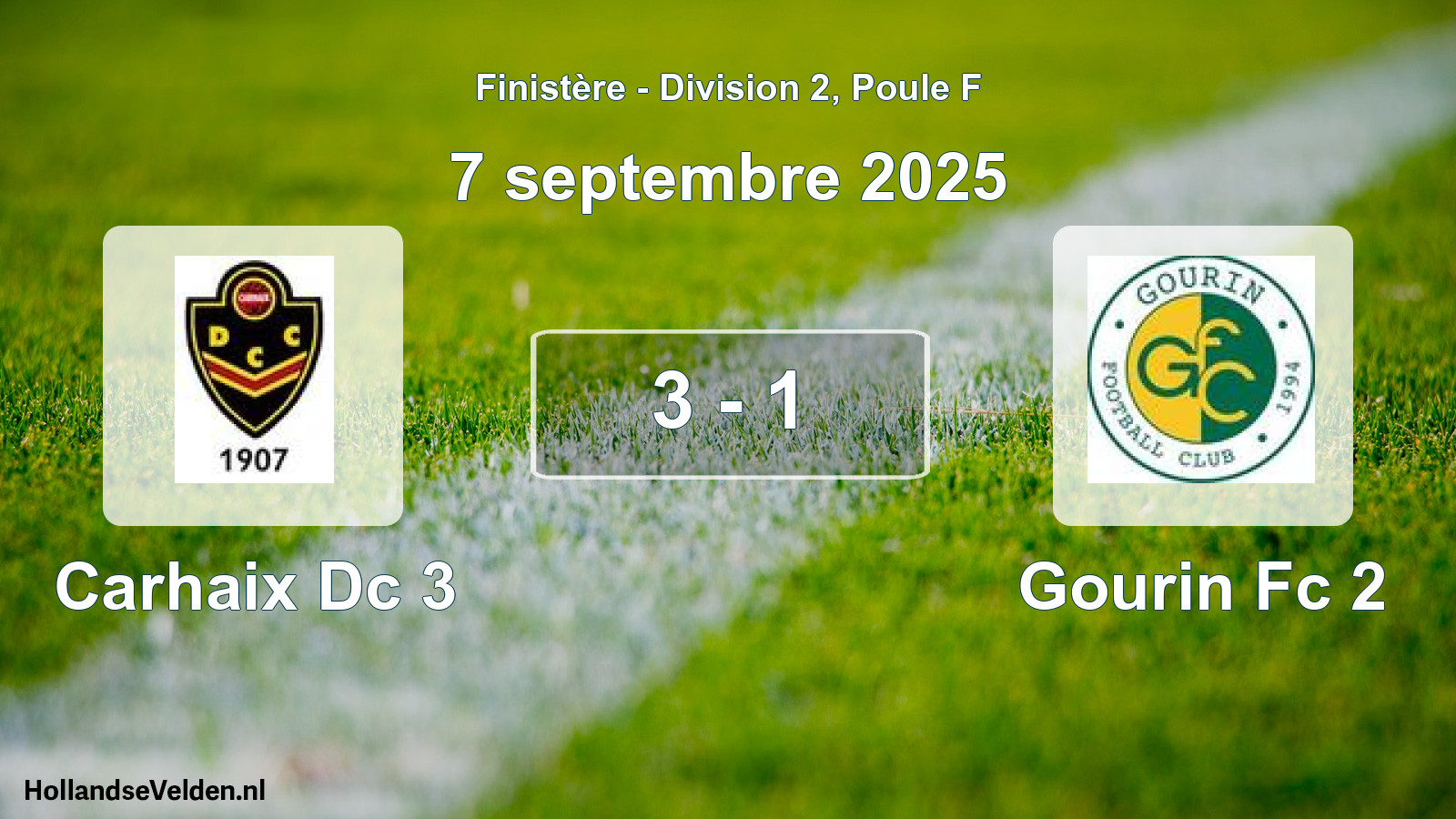 Gespeelde wedstrijd: Carhaix Dc 3 - Gourin Fc 2 3 - 1 (7 septembre 2025)