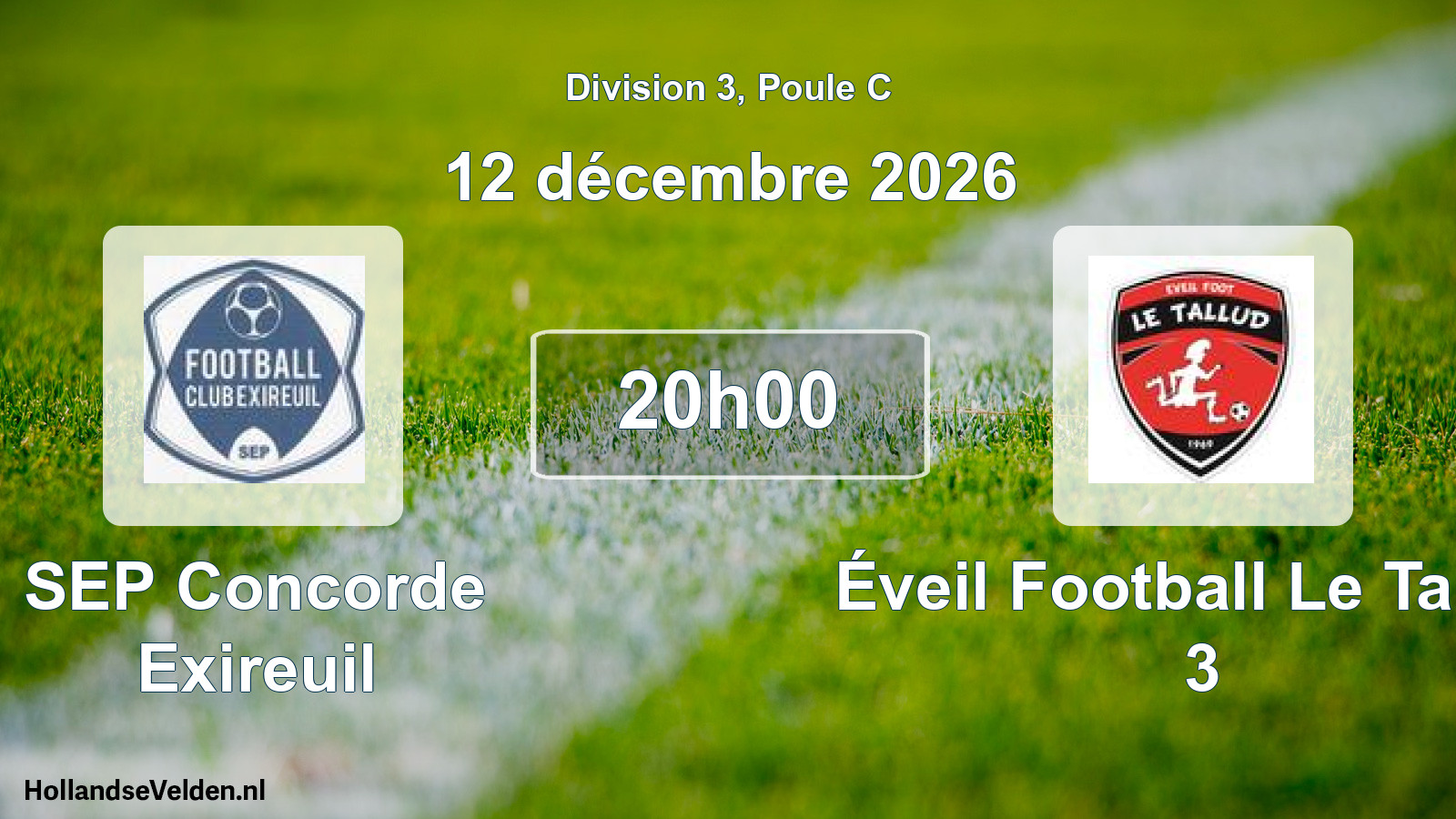 Scheduled Match: SEP Concorde Exireuil - Éveil Football Le Tallud 3 (12 December 2026)