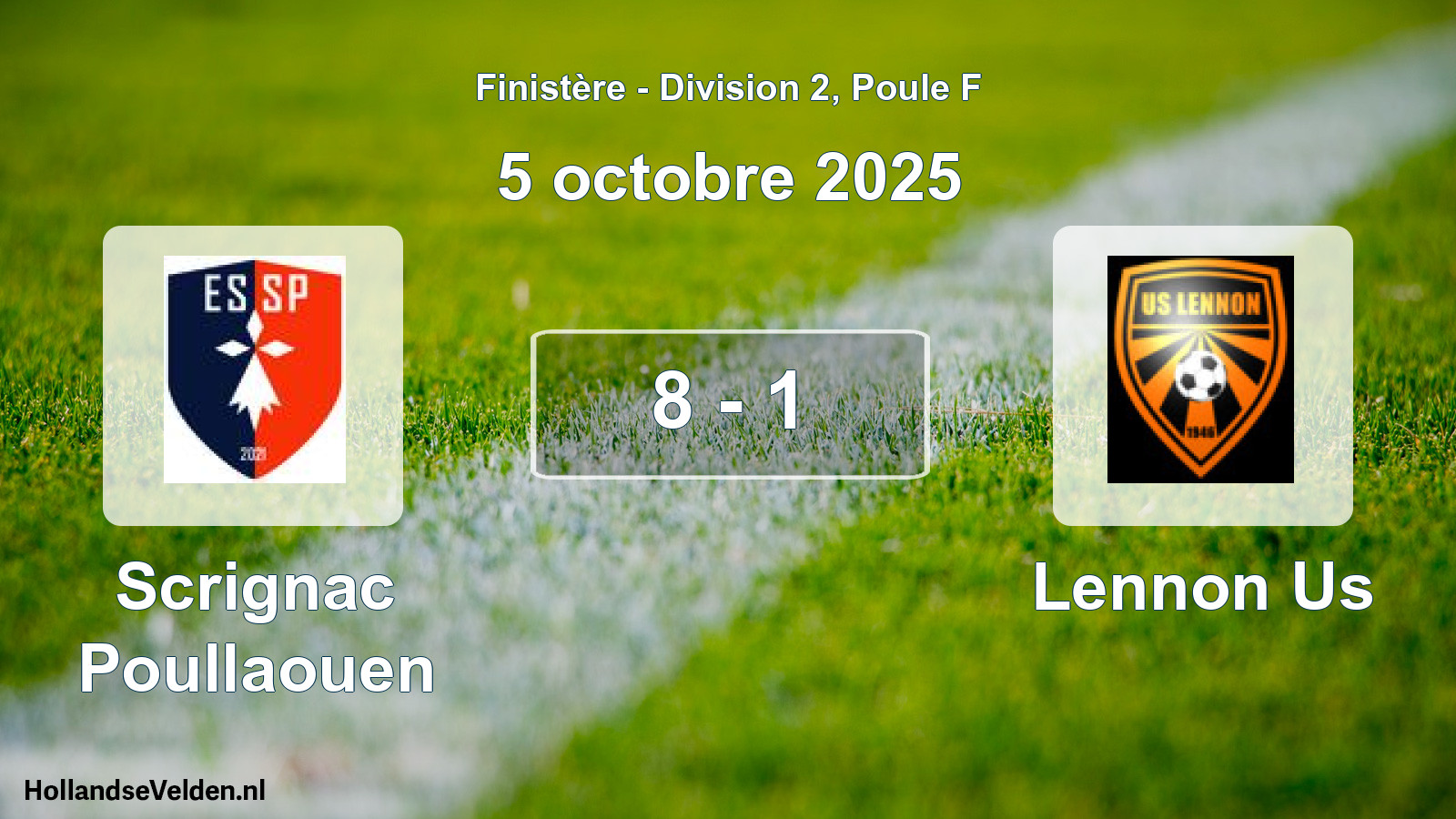 Gespeelde wedstrijd: Scrignac Poullaouen - Lennon Us 8 - 1 (5 octobre 2025)
