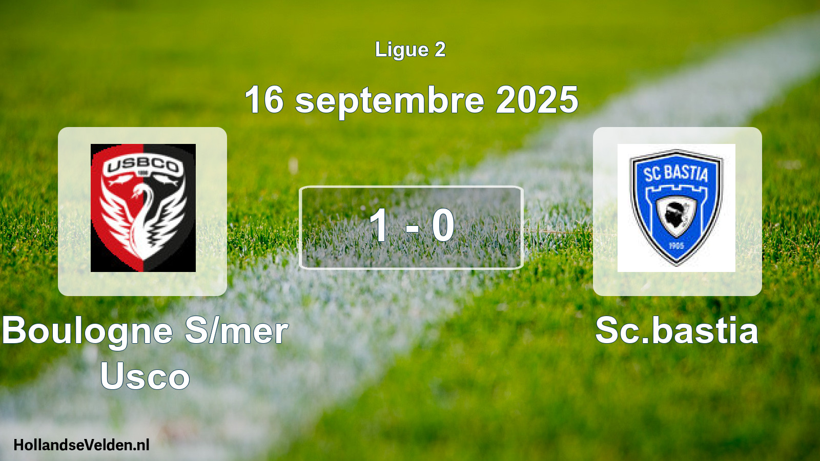 Gespeelde wedstrijd: Boulogne S/mer Usco - Sc.bastia 1 - 0 (16 septembre 2025)
