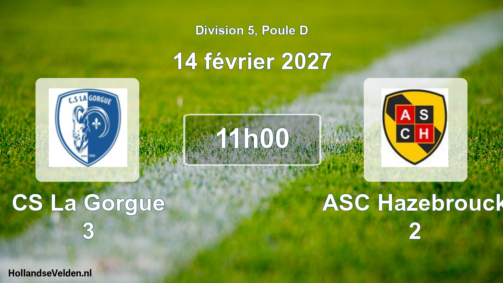Match programmé: CS La Gorgue 3 - ASC Hazebrouck 2 (14 février 2027)