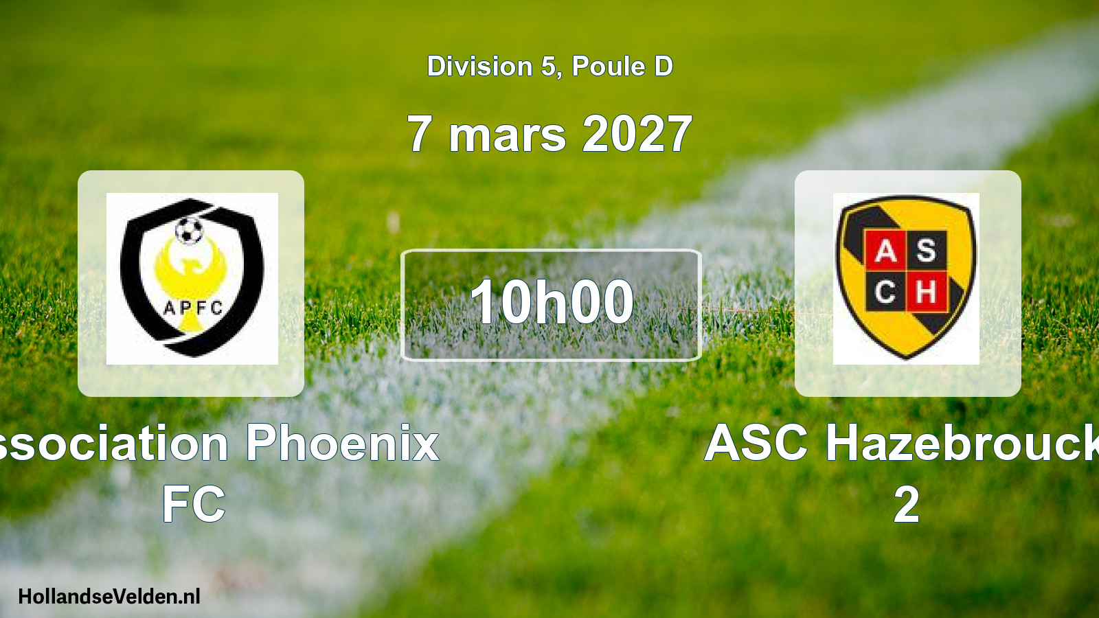 Match programmé: Association Phoenix FC - ASC Hazebrouck 2 (7 mars 2027)