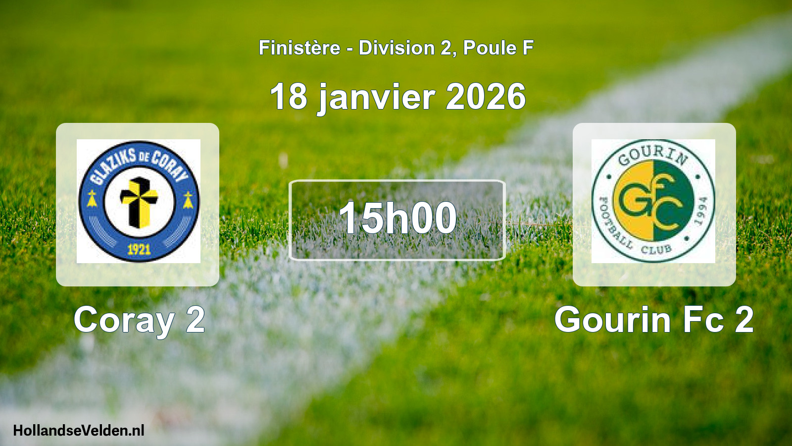 Scheduled Match: Coray 2 - Gourin Fc 2 (18 January 2026)