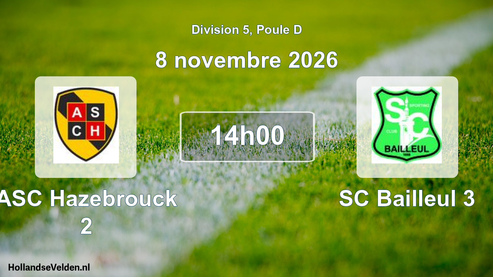 Match programmé: ASC Hazebrouck 2 - SC Bailleul 3 (8 novembre 2026)