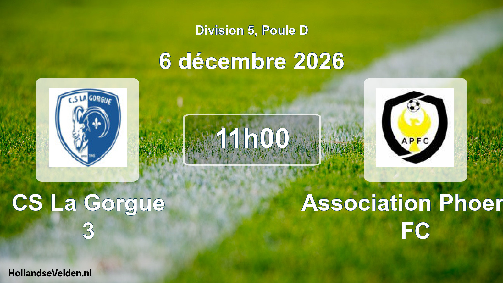 Match programmé: CS La Gorgue 3 - Association Phoenix FC (6 décembre 2026)