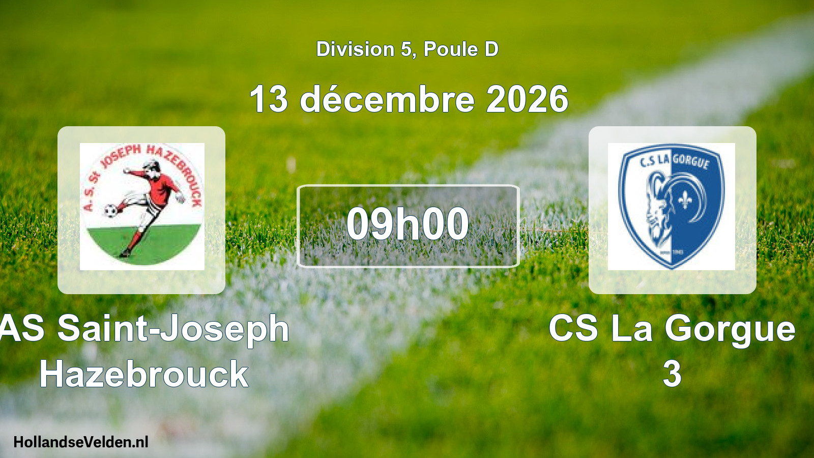 Match programmé: AS Saint-Joseph Hazebrouck - CS La Gorgue 3 (13 décembre 2026)