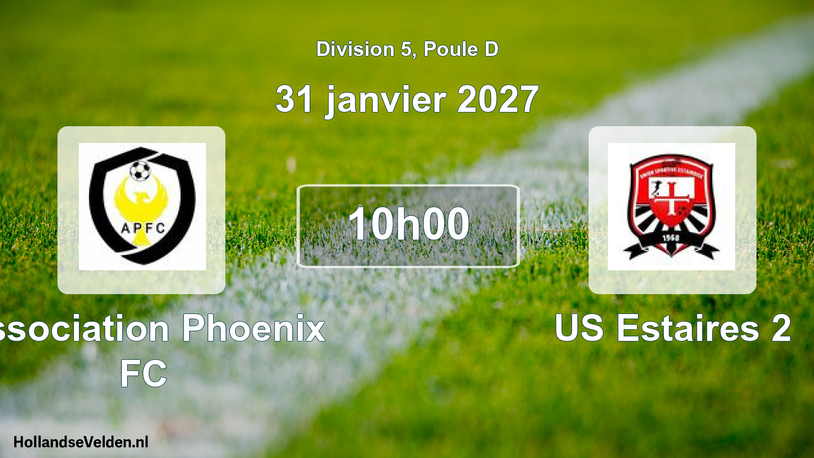 Match programmé: Association Phoenix FC - US Estaires 2 (31 janvier 2027)